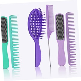 SAFIGLE 4pcs Massage Hair Combs Set for Salon Use Flexible Detangling Brushes for All Hair Types Ball Tipped Bristles for Gentle Styling Purple