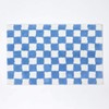 Homescapes Cotton Bath Mat Blue / White Checked Bath Mat