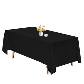 TWINRPET Rectangular Tablecloth - 60 X 84 Inch Black Table Cloth for 4 Foot Rectangle Tables - Polyester Waterproof Fabric - for Wedding,Birthdays,Parties,Baby Shower,Camping