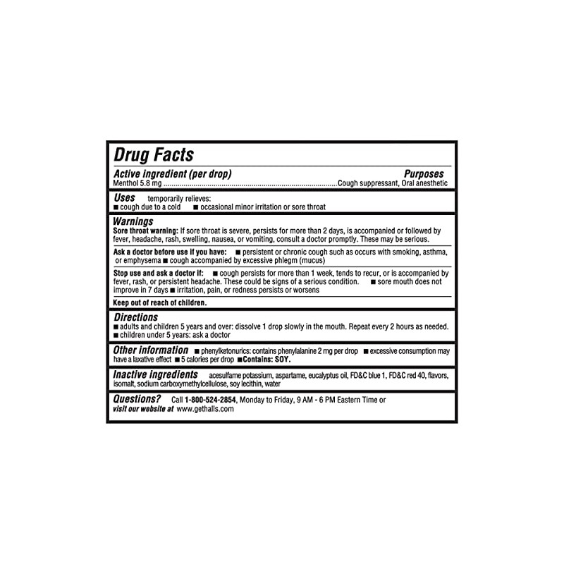 Halls Mentho-Lyptus Menthol-Cough Suppressant/Oral Anesthetic, Mountain Menthol,70 ct