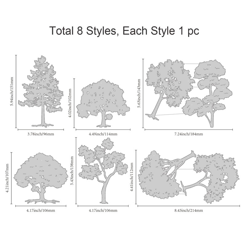 GLOBLELAND Trees Metal Cutting Dies Tree Shadow Cutting Dies Forest