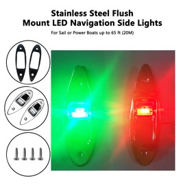 TIKSCIENCE Boat Navigation Lights 12V Waterproof LED Flush Mount Marine LED Boat Lights Shark Eye Teardrop Lights Red and Green Side LED Bow Light for Pontoon Skiff Fishing Boats