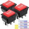 MKBKLLJY 3Pcs Momentary Motor Polarity Reverse Rocker Switch Red DC 20A 12V DPDT 6Pin 3Position (ON)-Off-(ON) Automatic Reset Switch 16A 250V AC/20A 125V AC Rocker Switch with Jumper Wires for Boat