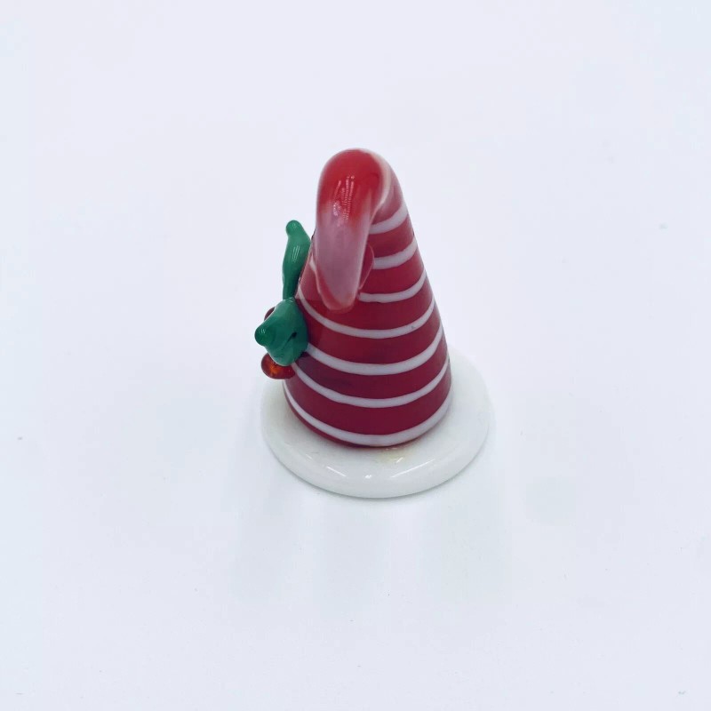 Pier 1 Glass Santa Hat Figurine Candy Cane Striped New