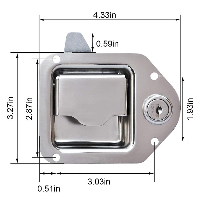 WANGCL Stainless Steel Truck Tool Box Latch Paddle Lock Replacement