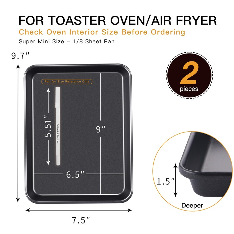 HONGBAKE 2 Pack 9.7X7.5" Toaster Oven Pans for Baking, 57%