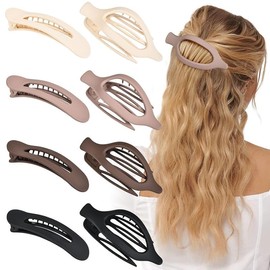 French Concord Lay Flat Claw Clips, 8Pcs French Concord Curved Flat Hair Clip,French Concord Flat Hair Clip Curved Hair Clip,French Concord Lay Flat Claw Clip,French Concord Claw Clip for Women,Set B