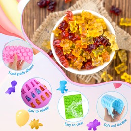 4PCS Mini Silikonform Bonbonform, Süßigkeiten-Silikonformen, Silikon Schokoladenform, Gummibärchen Form, SüßIgkeiten Backform, Silikonform Herz mit 2 Pipetten, für Süßigkeiten, Gelee, Schokolade