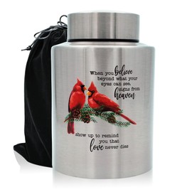 AODIYA 60 lbs Small Cremation Urn for Adult Human Ashes, Decorative Memorial Mini Keepsake Urn for Male Female Men Women Child Couple Remains(Cardinal)