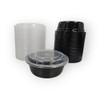 LIFEGUARD 32 oz Microwavable Round Black Container with Clear Lid,