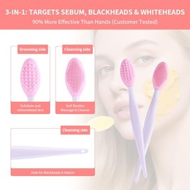 3 brochas de exfoliación de labios con cepillo de limpieza facial de silicona, 2 unidades exfoliantes suaves, eliminación de puntos negros, masaje