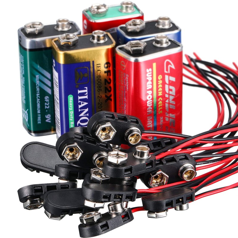 BBTO 20 Pack 9 V Battery Clip Connector Long Cable