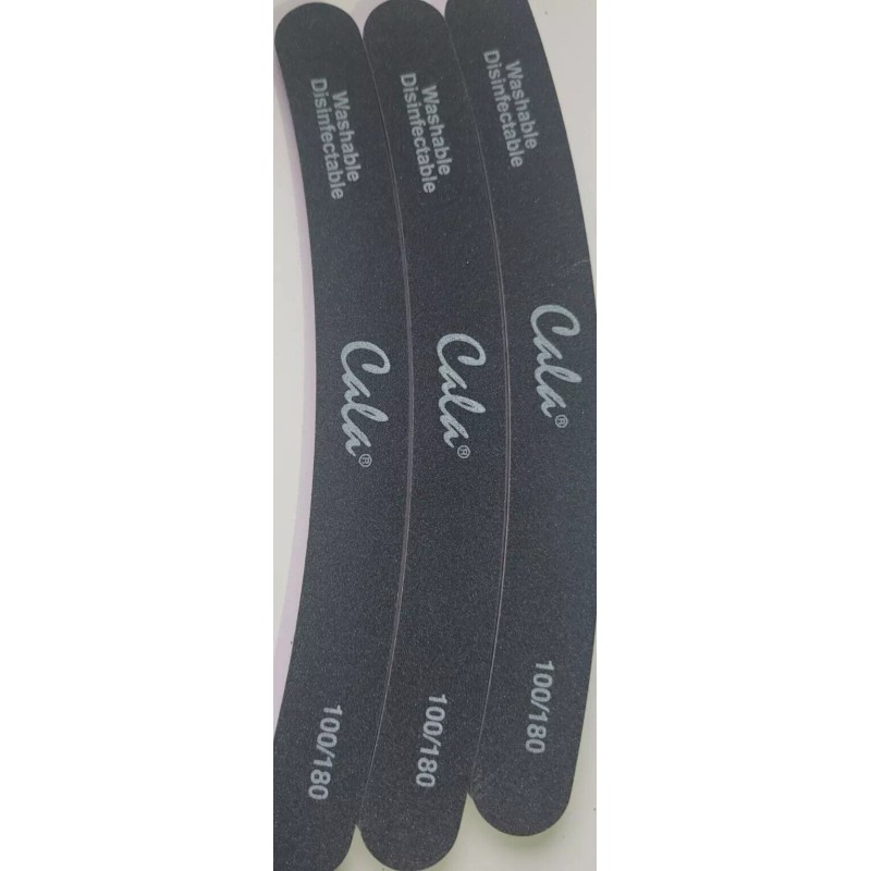CALA Banana Black Nail File 100/180 REF:70125, 3 Count Washable