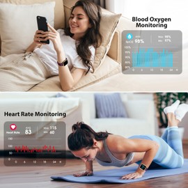 POIUZET Fitness Tracker, Fitness Watch with Blood Oxygen, Blood Pressure & Heart Rate Monitor, Steps Calories Counter, Sleep Monitor, Pedometer 50 Meters Waterproof, Smart Watch for Android iPhones