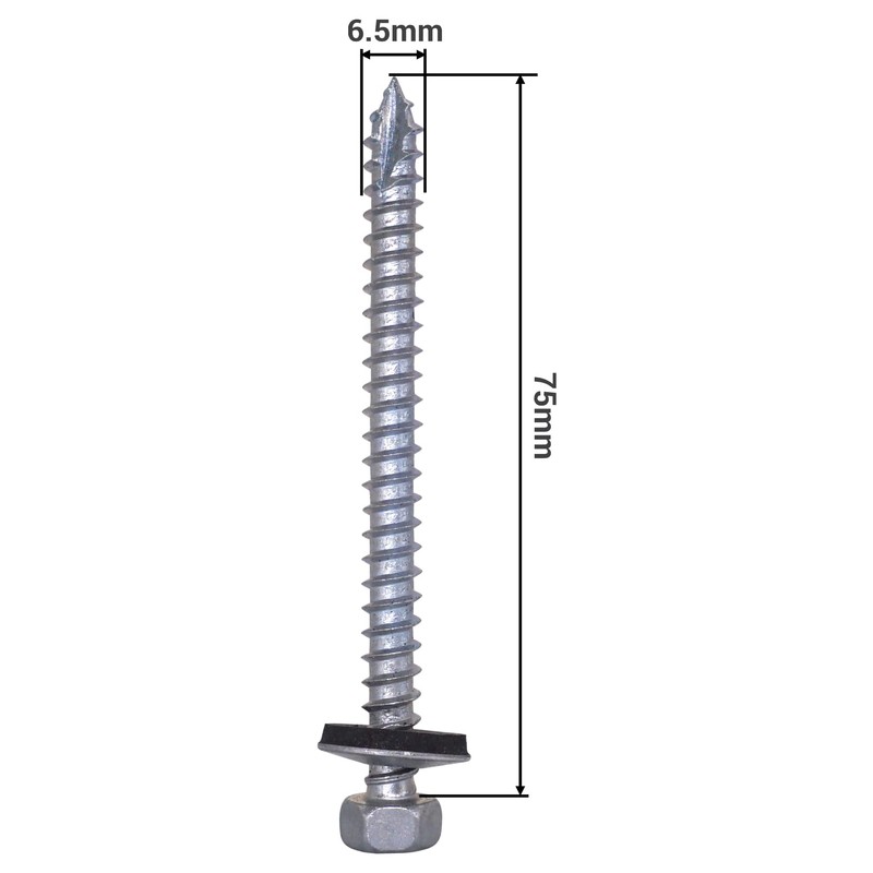SKIR'CO (Pack of 20) Zinc Plated Roofing Screws 6.5 x