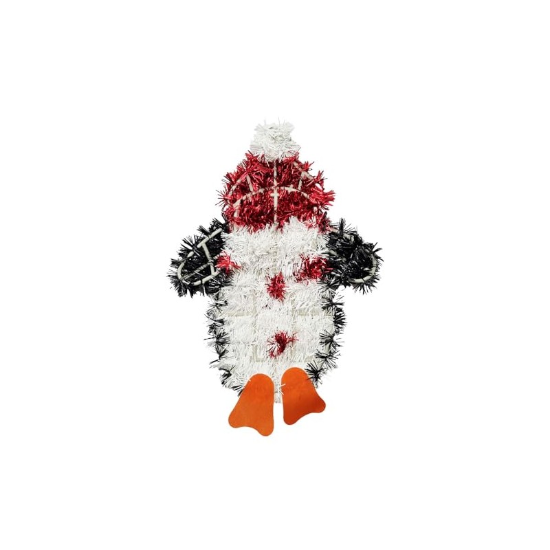 schone Christmas Tinsel Wall Plaque with Penguin – 33cm Holiday