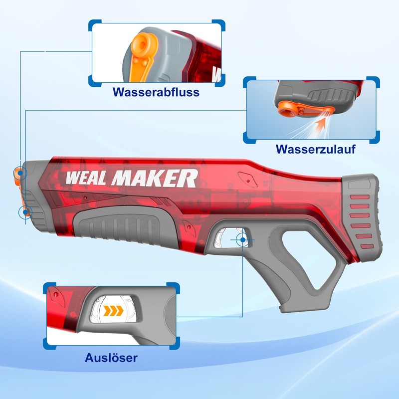 YTKIH Self-Filling Function Electric Water Gun IP67 Waterproof, Summer Automatic