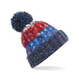 ASVP Shop Corkscrew Cable Knitted Bobble Hat Plain Mens Womens Beanie Warm Winter Pom Wooly Cap (Chilli Blues)