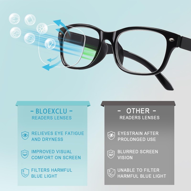 BLOEXCLU 6 Pack Reading Glasses for Women Men Blue Light