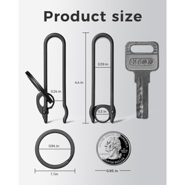 FEGVE Titanium Key Belt Clip Keychain Clip for Men, Belt Loop Key Ring Chain Holder Key Hook for Pants Purse-(black/2pcs)