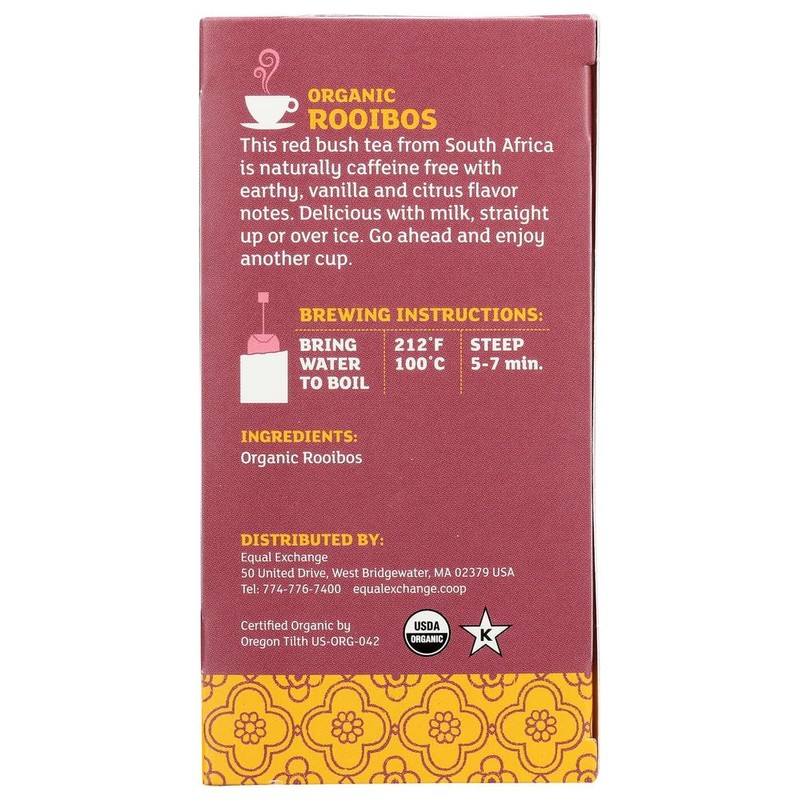Equal Exchange Organic Rooibos, Herbal Tea, Caffeine Free, 20 Tea