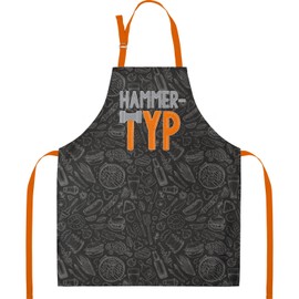 GRUSS & CO Unisex Saying Hammer Type, Cooking Apron Made of Cotton, 87 cm x 70 cm, Multicoloured, Gift, 47789 Apron, Black, One Size, black