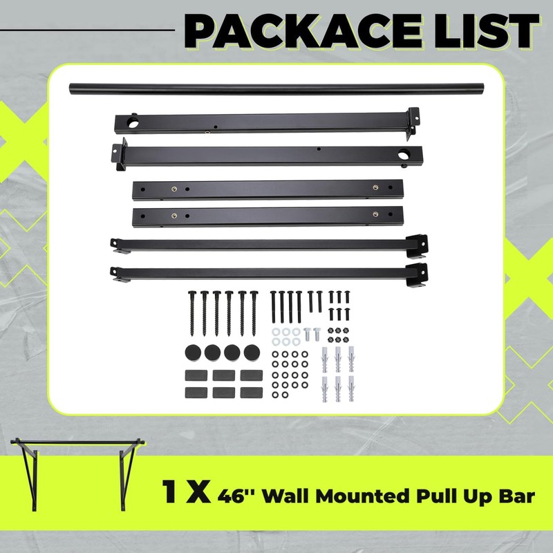 ECOTRIC 46'' Wall Mounted Pull Up Bar Chin up Bar