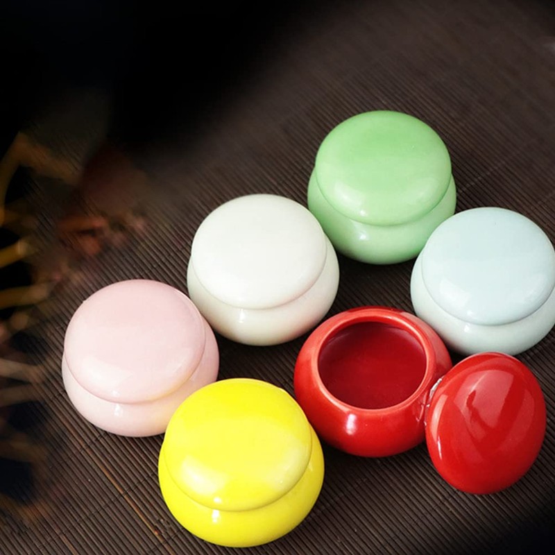 Beaupretty 3pcs Empty Ceramic Lip Balm Rouge Pot Jars with