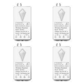 4Pack Extra Wireless Receiver for NineLeaf Wireless Light Switch Kit, Can Pair with Different Style Wireless Light Switch, Can 't Used Separetely, Updated 80-275V, 433MHz, Easy to Pair (Receiver Only)