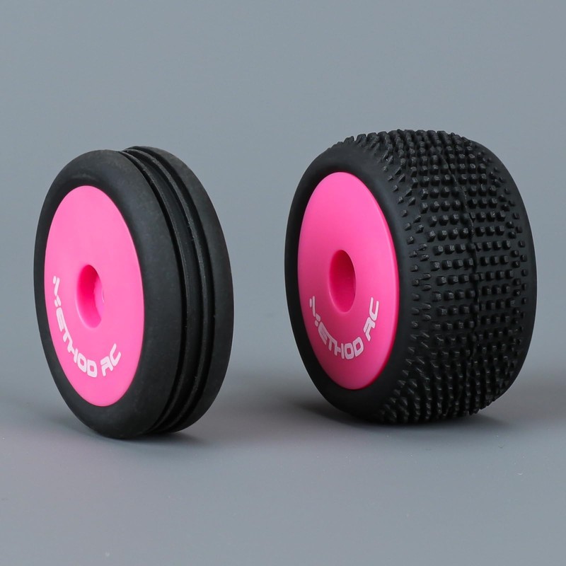 METHOD RC Pre-glued NitraGrip 1/24 Buggy Tires 7mm Hex Pink
