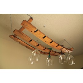 Oak Hanging Wine Glass Rack From Wine Barrels Staves By Wine Barrel Creations