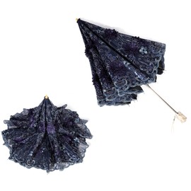 LCY Parasol Umbrella, Umbrella UV Protection, Women's Lace Parasol Bridal Umbrella Pocket Umbrella, darkblue