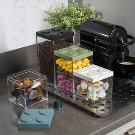 OMADA Design - 1L Brick Food Container with Stackable Lid and High Quality Clear Container - Brickstore Line