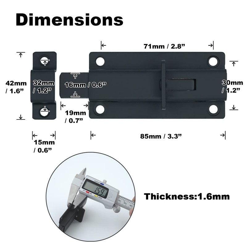 XXW Barrel Bolt Door Latch, Thickened Stainless Steel Sliding Door