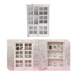 Acxico 1Pcs 1:12 Mini Miniature Furniture Kitchen Cabinet Cupboard Display Shelf Wood