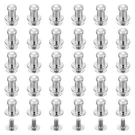 QUARKZMAN Pack of 60 5 mm Chicago Screws Round Head Button Leather Craft Rivets for DIY Leather Craft Decoration Handbag Shoes Belt Repair, Silver