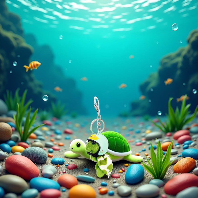 Dwuww Green Plush Turtle Keychain, Funny Pendant Plush Doll Portable