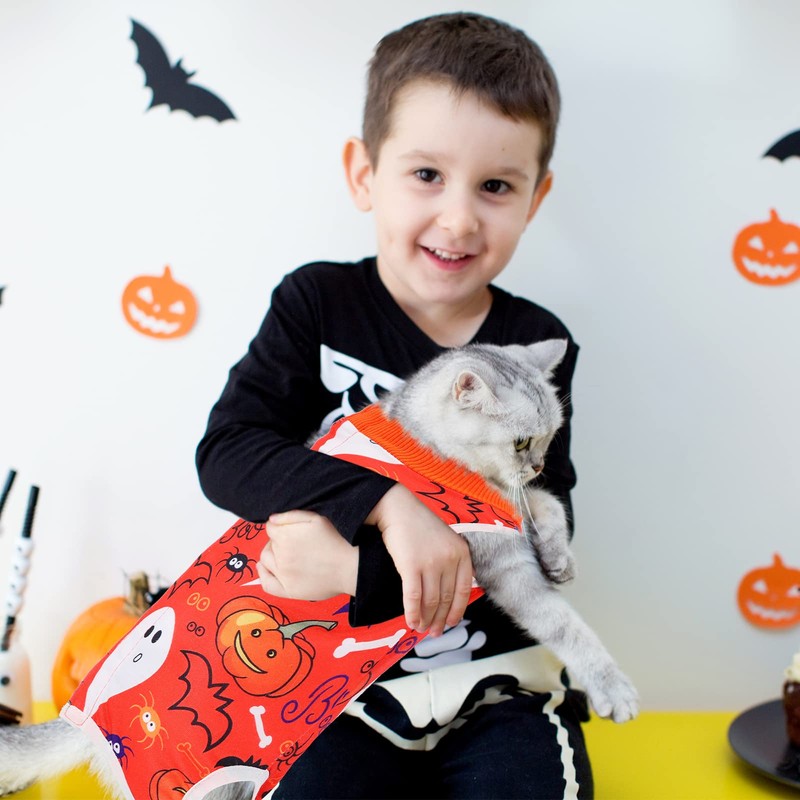 Xuniea 4-Piece Halloween Cat Surgery Recovery Suit - Wound Surgical