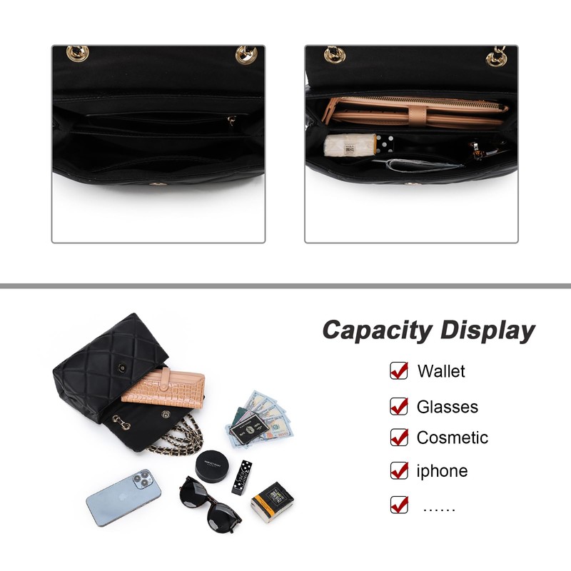 Gladdon Multi Pocket Shoulder Satchel Bag for Women Diamond Pattern