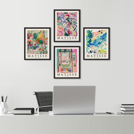 SIGNWIN Framed Poster Matisse Abstract Botanical Prints Wilderness Nature Illustrations Fine Art Decorative Country/Farmhouse Vintage for Living Room, Bedroom, Office - 12"x16"x 4 Black