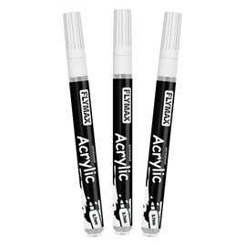 FLYMAX White Marker Paint Pens - Permanent Marker Pens White Acrylic Paint Water-Based 0.7mm Fine Tip Waterproof Quick-Drying (3 in 1Pack)