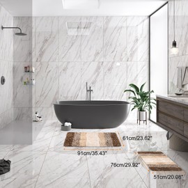 sourcing map Bathroom Rug 30" x 20", Non Slip Machine Washable Bath Carpet Mat, Soft and Absorbent Polyester Bath Mat Rug for Bathroom, Bedroom, Kitchen, Carpet (Brown)