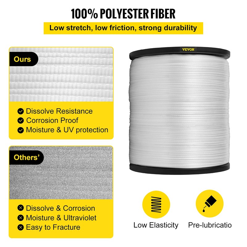 VEVOR 2500Lbs Polyester Pull Tape, 1053' x 3/4" Flat Tape