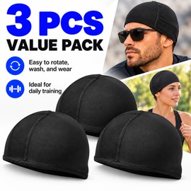 3 Pcs Breathable Mesh Skull Cap for Cycling – Moisture-Wicking, Quick-Drying Helmet Liner for Comfortable Everyday Rides 