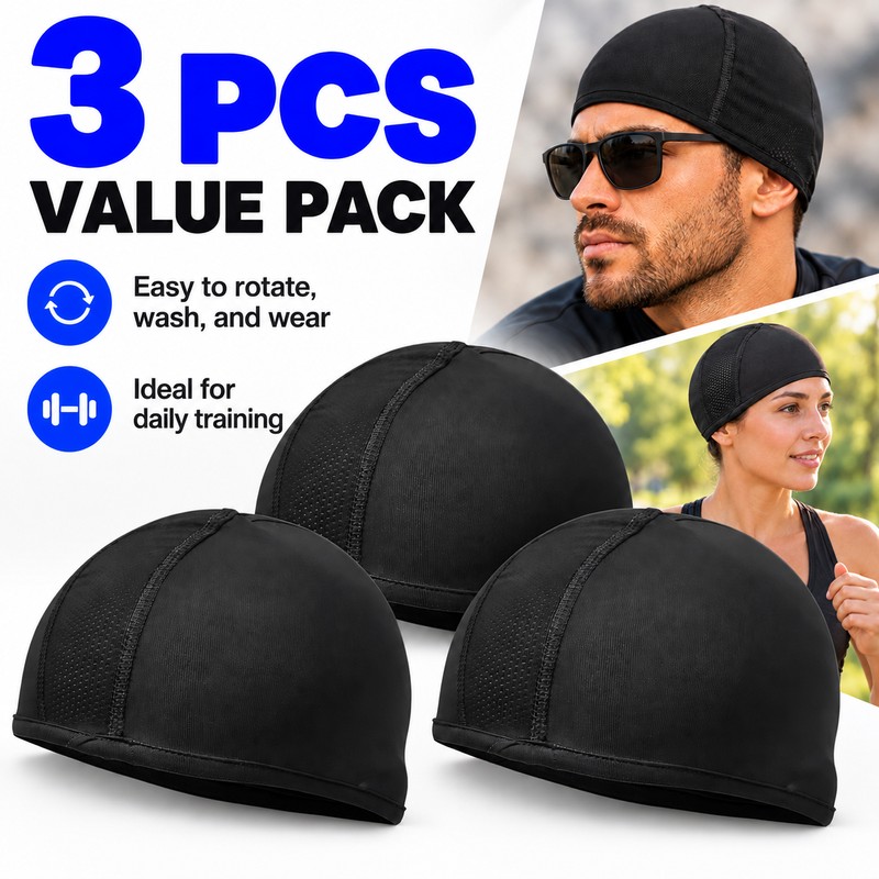 3 Pcs Breathable Mesh Skull Cap for Cycling – Moisture-Wicking,
