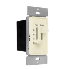 ENERLITES 3 Speed Ceiling Fan Control and LED Dimmer Light Switch, Light and Fan Combination Switch, Single Pole, 2.5A, 300W Incandescent, No Neutral Wire Required, 17001-F3-LA-F, Light Almond
