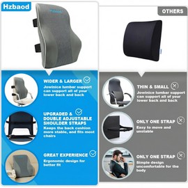 Lumbar Support Pillow for Office Chair - Back Pain Relief, Improve Posture, Double Adjustable Straps