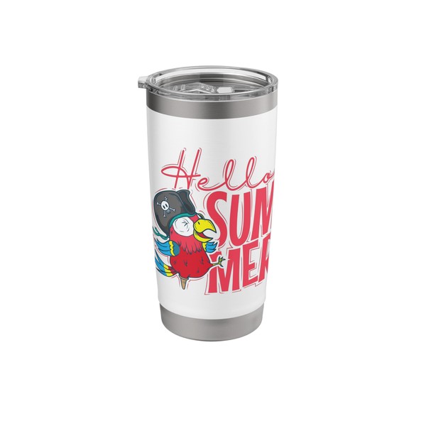 Hello Summer Parrot Pirate Animal Bird Stainless Steel Insulated Tumbler