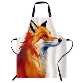 Smooffly Watercolor Fox Art Apron Adjustable Apron Cooking Kitchen Chef Women Men Aprons for Home Kitchen, Restaurant, Coffee House, Baking Gardening BBQ