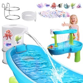 Vodolo Bomba de mesa de agua de flujo continuo,Bomba de agua inalámbrica para niños con batería,Instalación sin agujeros,Bomba de mesa de agua recargable eléctrica sin agujeros,Accesorios para mesa de agua